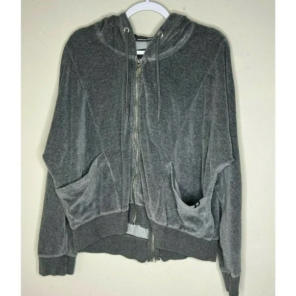 Victoria's Secret Medium Supermodel Essentials Gray Hooded Sweatshirt Full Zip - Picture 1 of 3